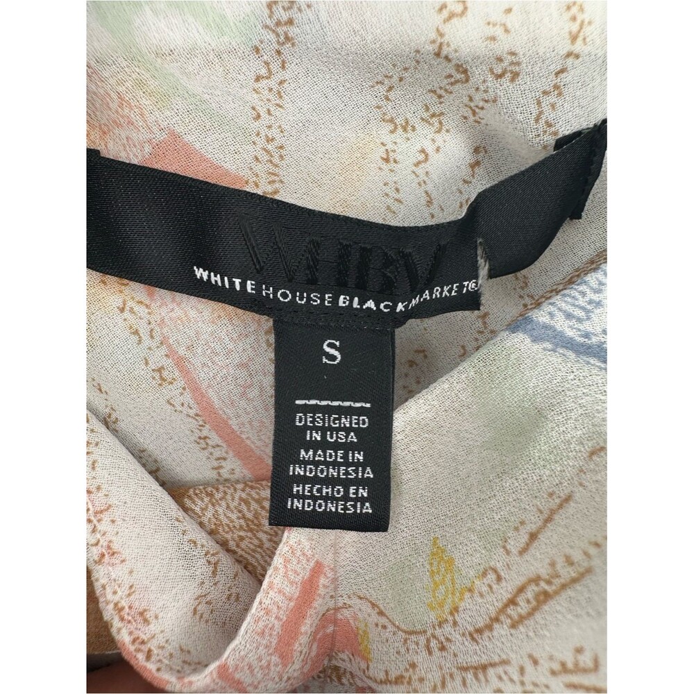 White House BlackMarket Floral Long SLV‎ Raffle Front Blouse SZ S V Neck Multi - Picture 9 of 14